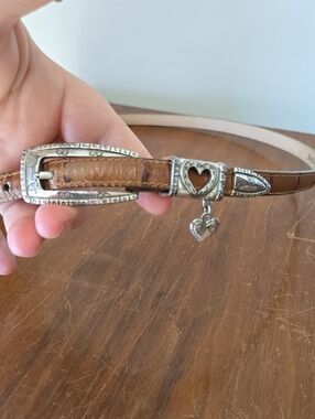 Brighton Brown Leather Belt with Silver Heart Buckle